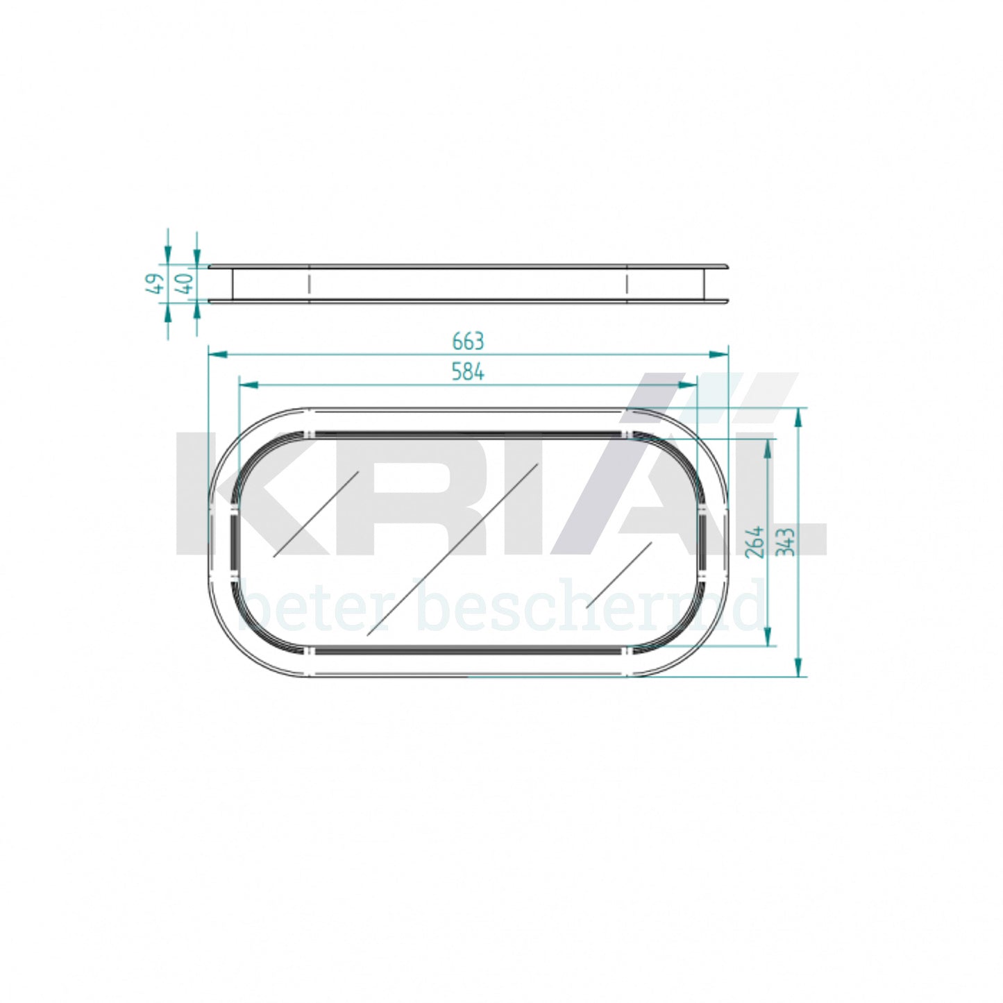 Ovaal venster, zwart 740x395