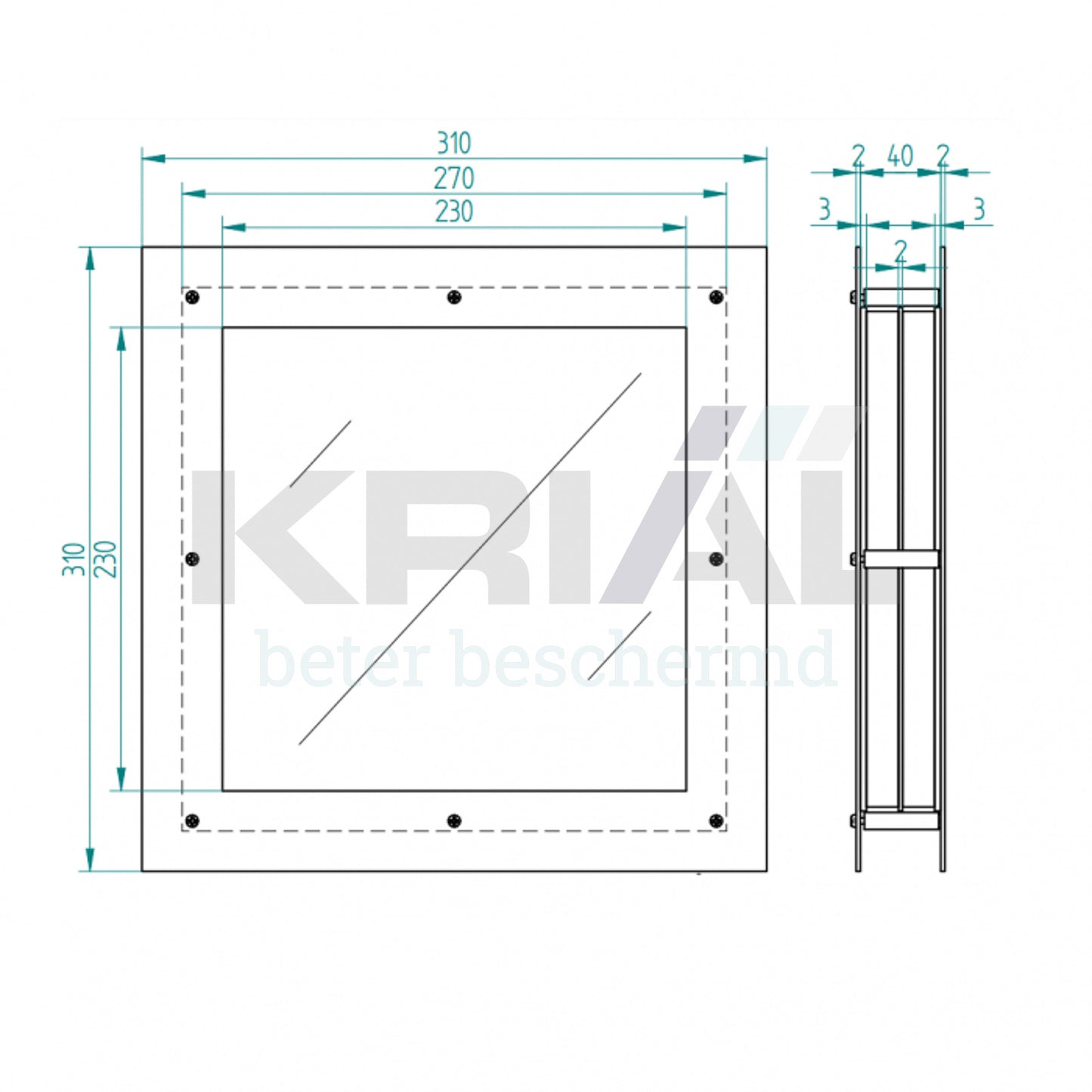 RVS venster met heldere plexibaglazing