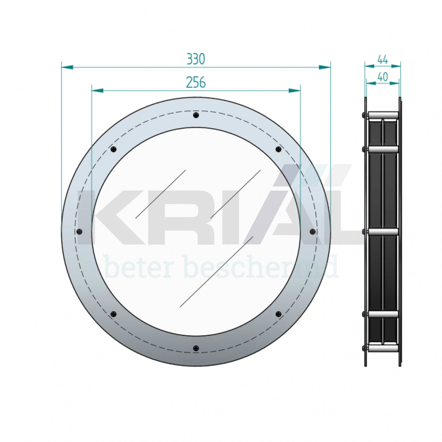 Rond RVS venster met matte plexibaglazing