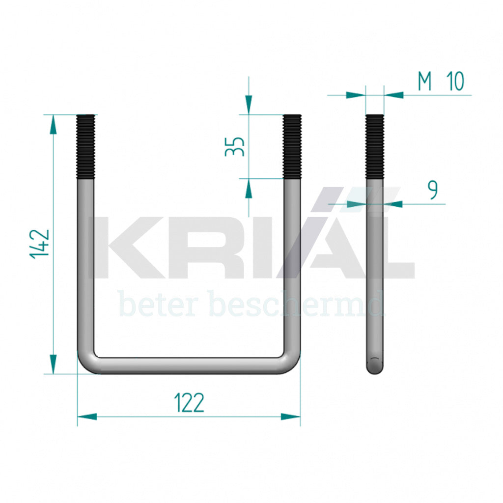 U-beugel M10 100x100mm, art. 3573