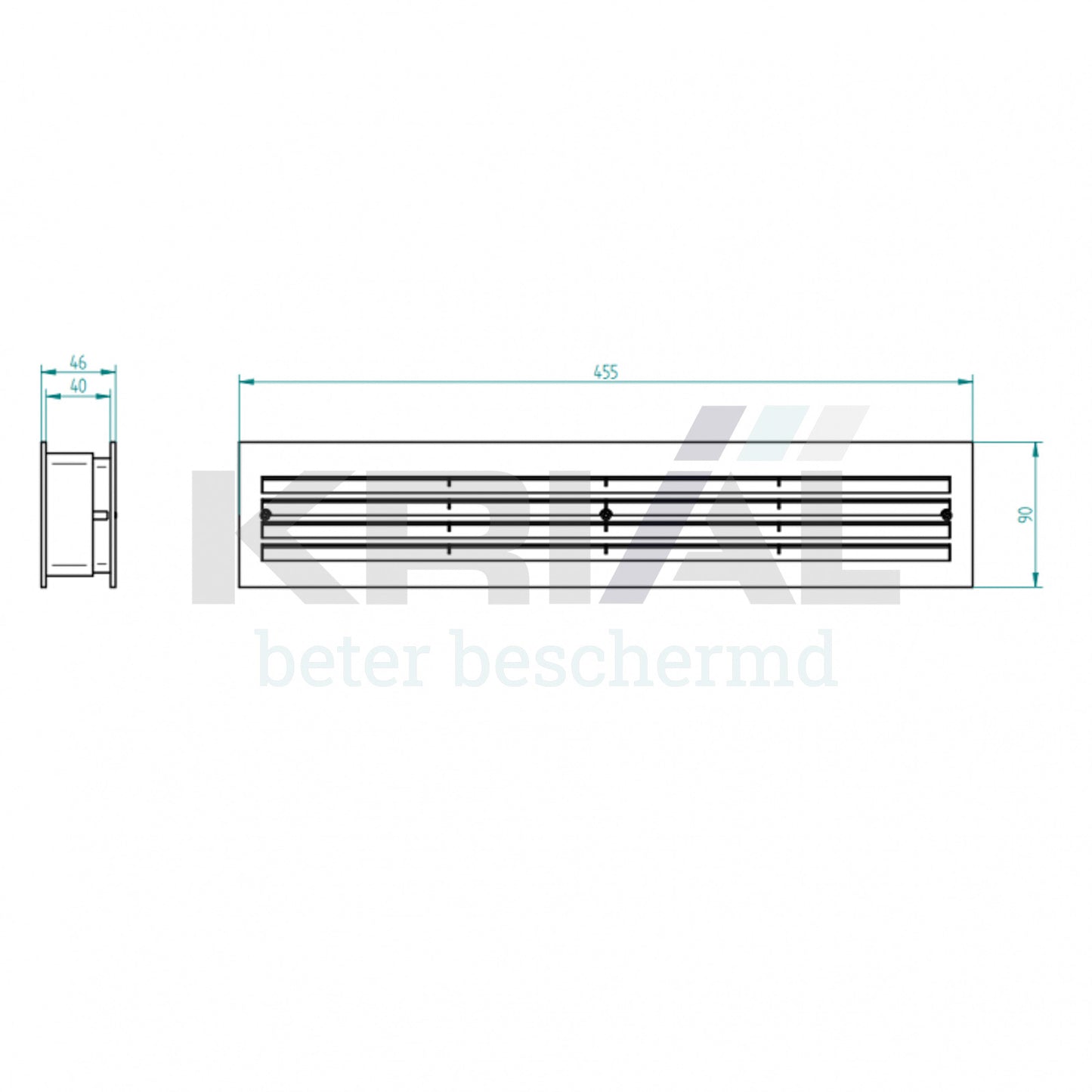 Ventilatierooster zwart 450x90mm art.9702